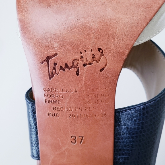 Vintage Tanguiis Leather Colorblock Heeled Sandals - Picture 11 of 14